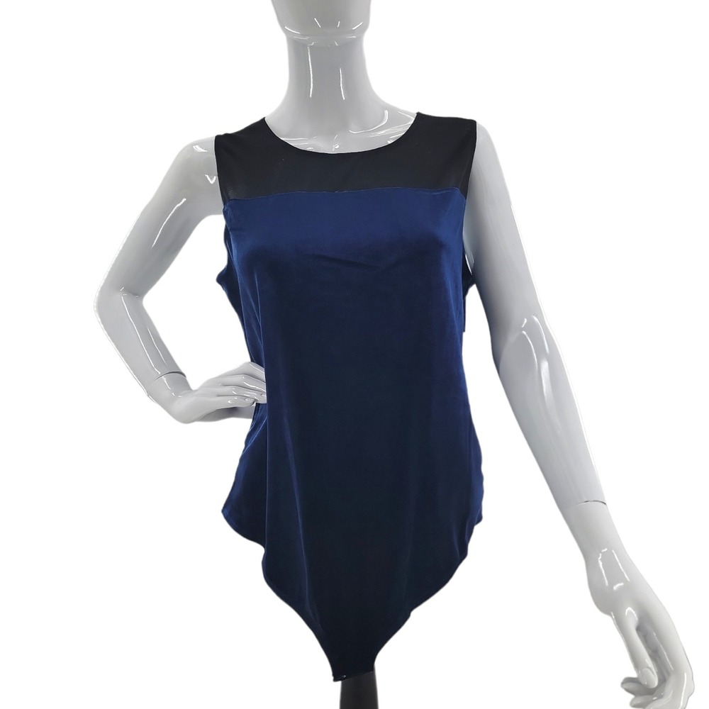 Good American The Mixed Velvet Bodysuit‎ Women Size 6 3XL Sapphire Blue Black